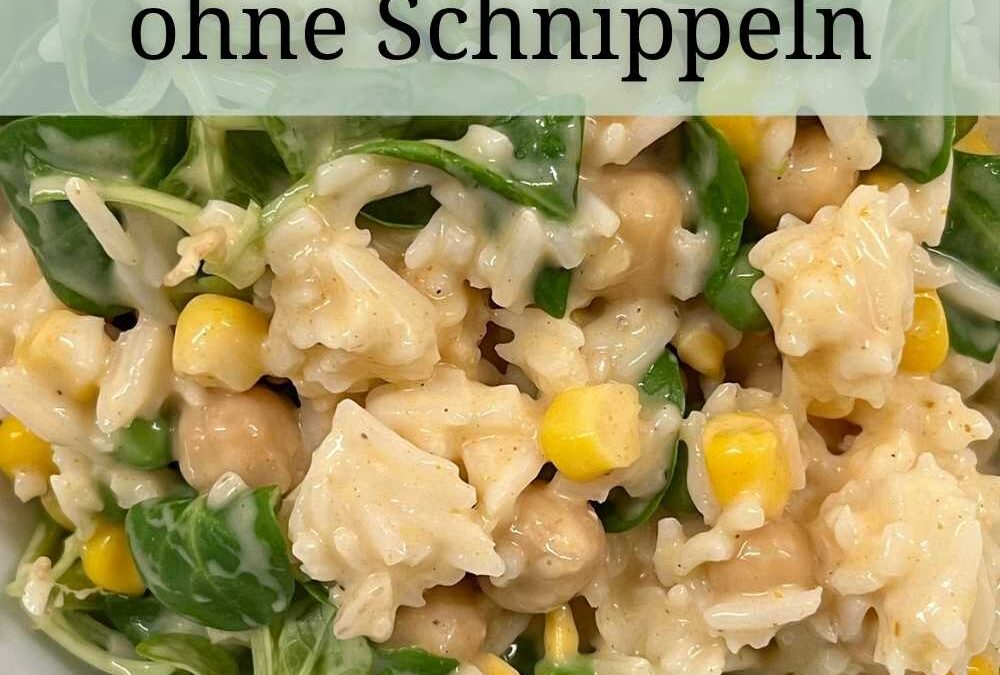Schneller veganer Reissalat ohne Schnippeln