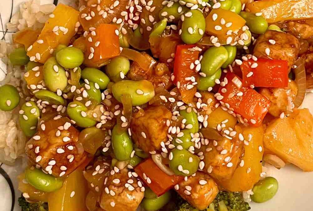 Tofu süß sauer mit Reis